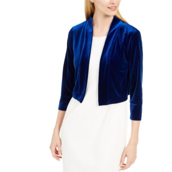 Calvin Klein Sweaters Calvin Klein Blue Velvet Openfront Shrug
